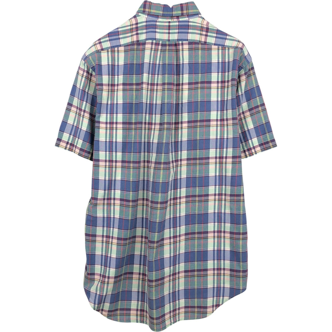 Ralph Lauren BLAKE short sleeve button down check shirt, men's size M cotton navy blue type Vintage Second Hand