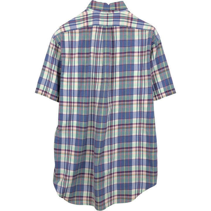 Ralph Lauren BLAKE short sleeve button down check shirt, men's size M cotton navy blue type Vintage Second Hand