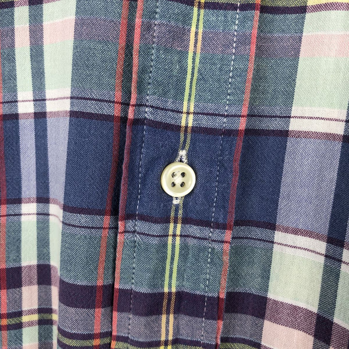 Ralph Lauren BLAKE short sleeve button down check shirt, men's size M cotton navy blue type Vintage Second Hand