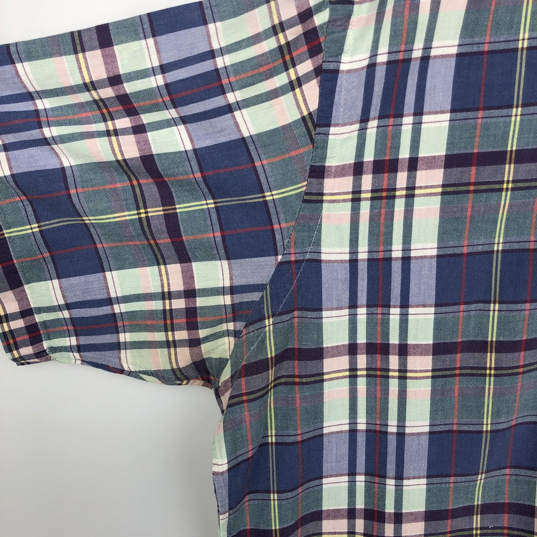 Ralph Lauren BLAKE short sleeve button down check shirt, men's size M cotton navy blue type Vintage Second Hand