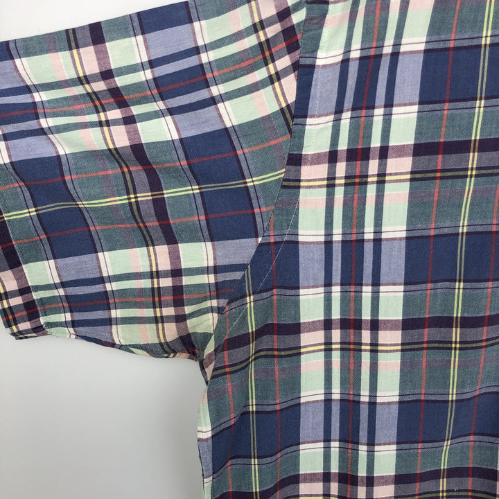 Ralph Lauren BLAKE short sleeve button down check shirt, men's size M cotton navy blue type Vintage Second Hand