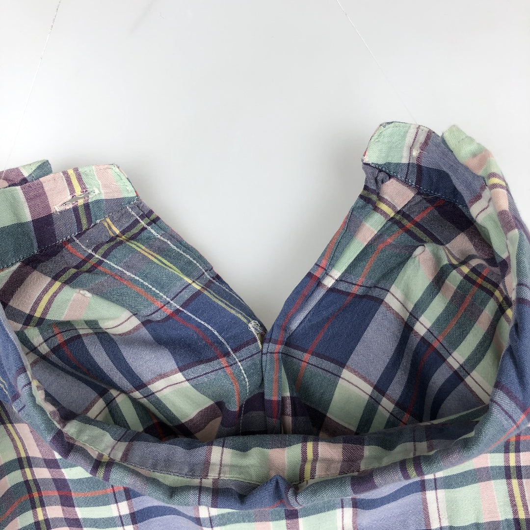 Ralph Lauren BLAKE short sleeve button down check shirt, men's size M cotton navy blue type Vintage Second Hand
