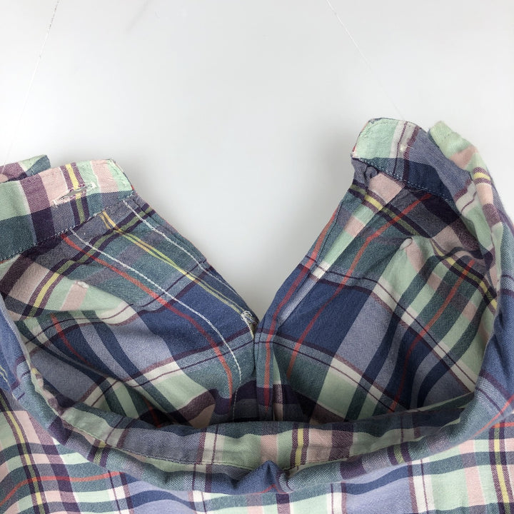 Ralph Lauren BLAKE short sleeve button down check shirt, men's size M cotton navy blue type Vintage Second Hand