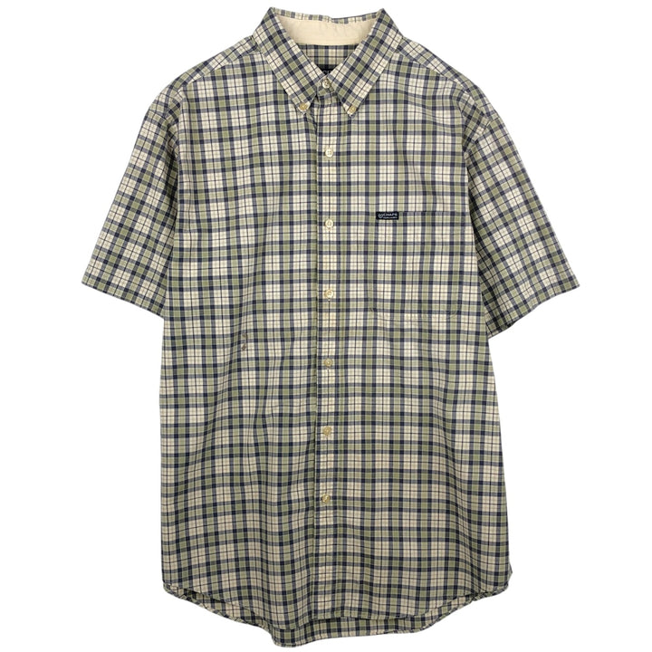 Ralph Lauren CHAPS short sleeve button down check shirt men's size L cotton unbleached Vintage Second Hand