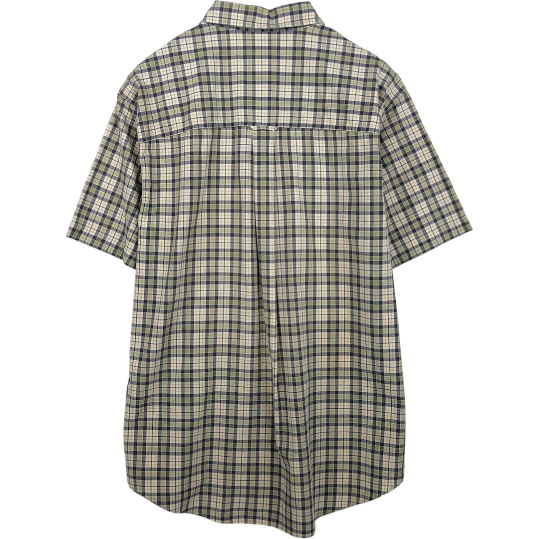 Ralph Lauren CHAPS short sleeve button down check shirt men's size L cotton unbleached Vintage Second Hand