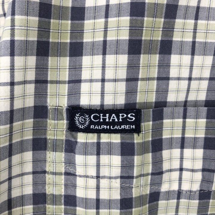 Ralph Lauren CHAPS short sleeve button down check shirt men's size L cotton unbleached Vintage Second Hand
