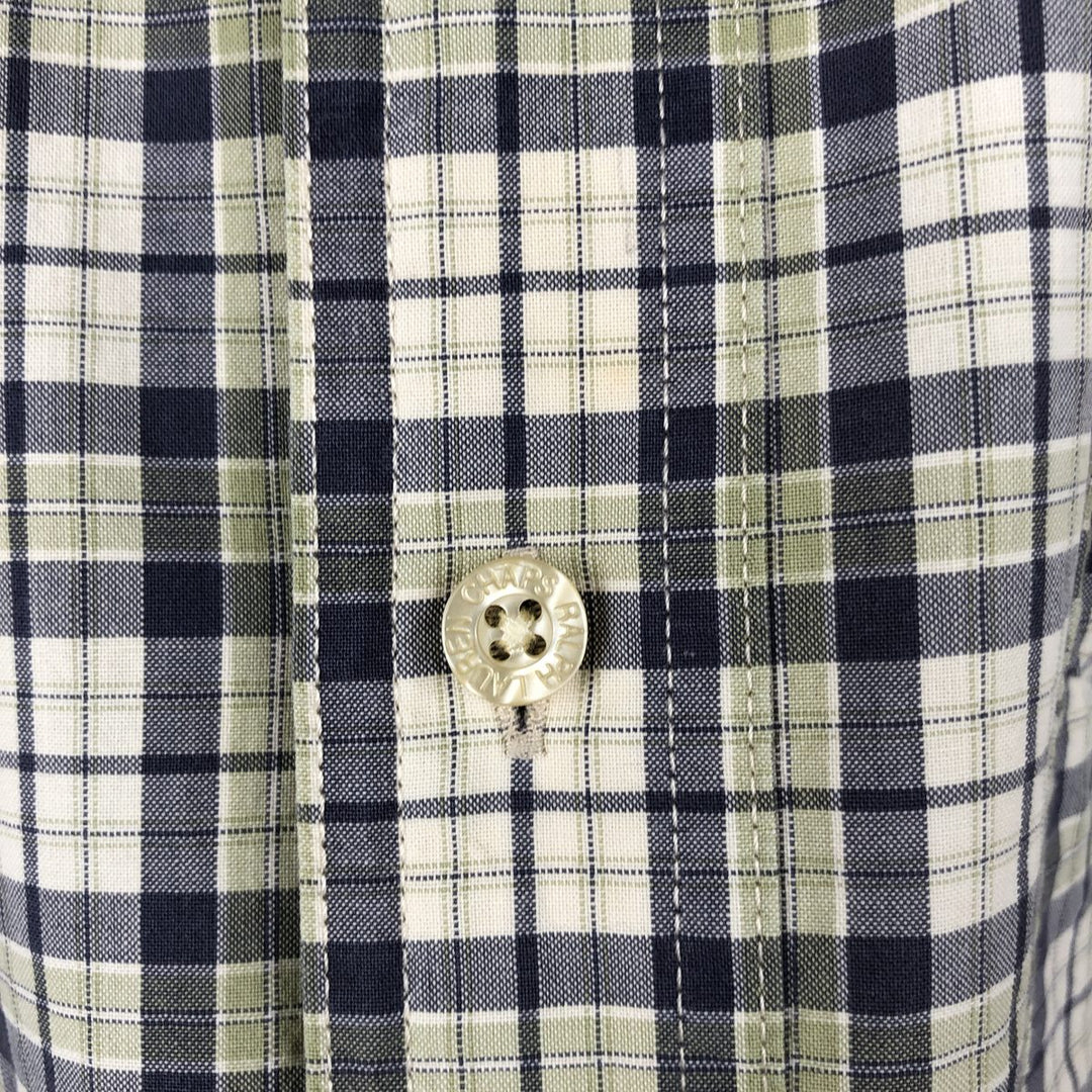 Ralph Lauren CHAPS short sleeve button down check shirt men's size L cotton unbleached Vintage Second Hand