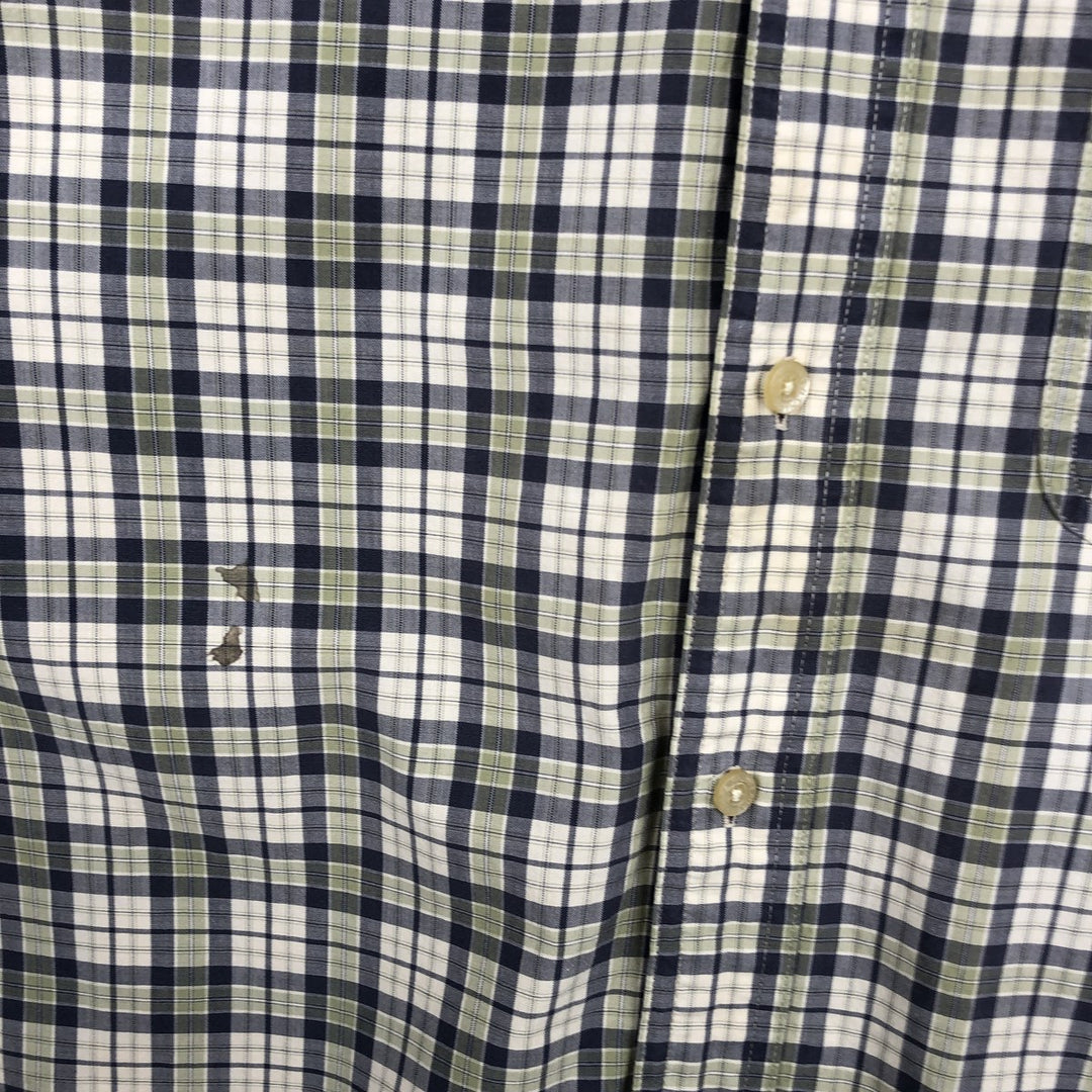 Ralph Lauren CHAPS short sleeve button down check shirt men's size L cotton unbleached Vintage Second Hand