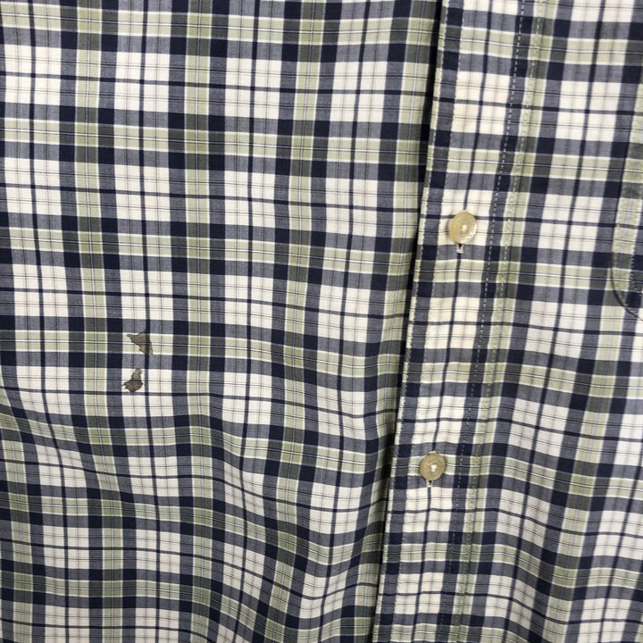 Ralph Lauren CHAPS short sleeve button down check shirt men's size L cotton unbleached Vintage Second Hand