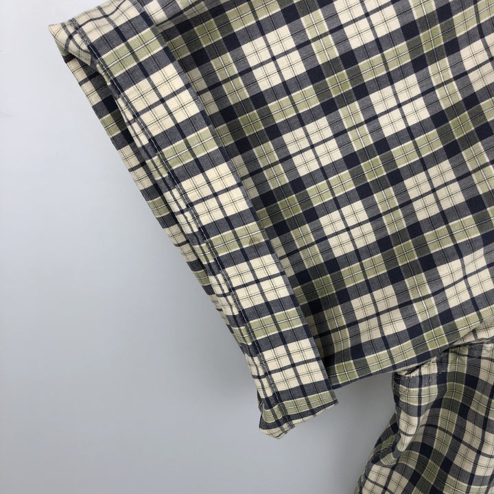 Ralph Lauren CHAPS short sleeve button down check shirt men's size L cotton unbleached Vintage Second Hand