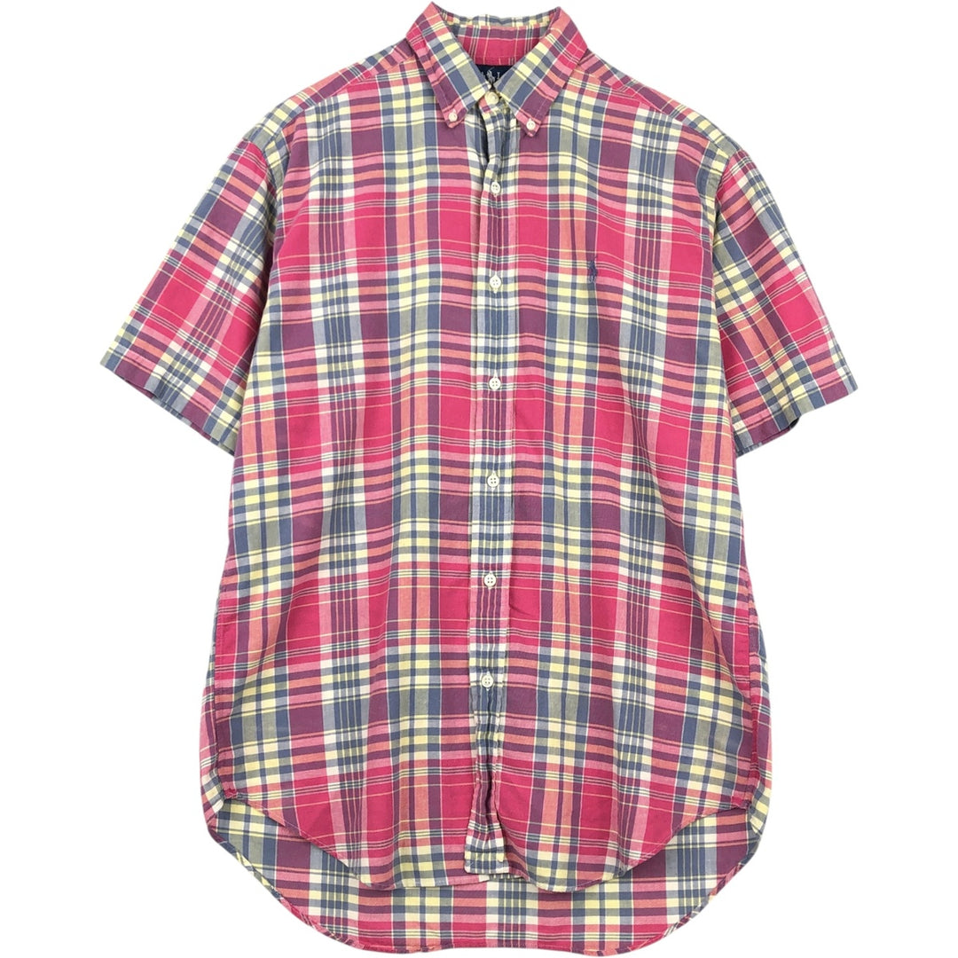 Ralph Lauren BLAKE Madras Check Short-Sleeve Button-Down Check Shirt (Men's Size S) cotton red type Vintage Second Hand