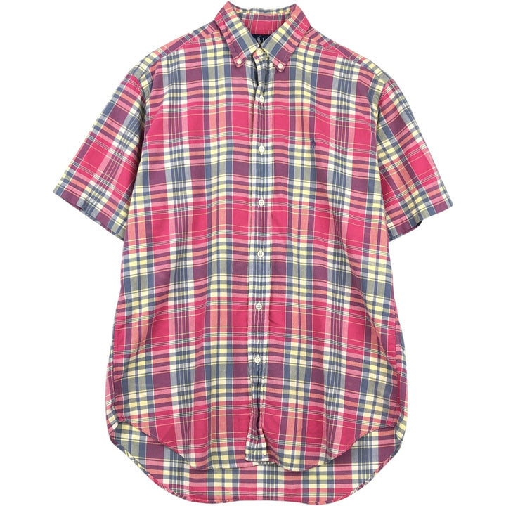 Ralph Lauren BLAKE Madras Check Short-Sleeve Button-Down Check Shirt (Men's Size S) cotton red type Vintage Second Hand