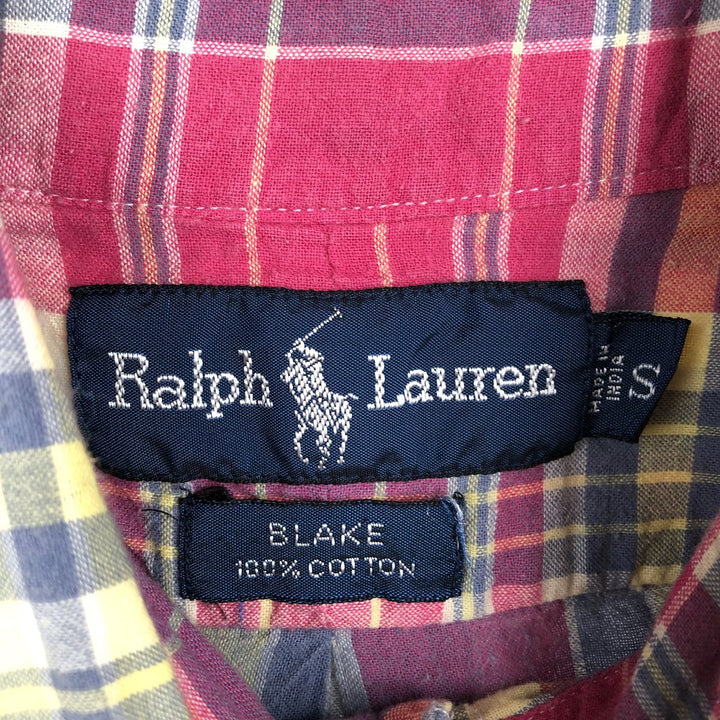 Ralph Lauren BLAKE Madras Check Short-Sleeve Button-Down Check Shirt (Men's Size S) cotton red type Vintage Second Hand
