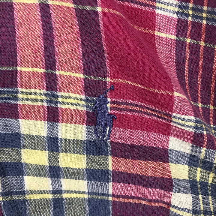 Ralph Lauren BLAKE Madras Check Short-Sleeve Button-Down Check Shirt (Men's Size S) cotton red type Vintage Second Hand