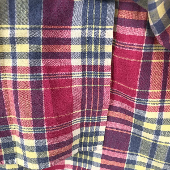 Ralph Lauren BLAKE Madras Check Short-Sleeve Button-Down Check Shirt (Men's Size S) cotton red type Vintage Second Hand