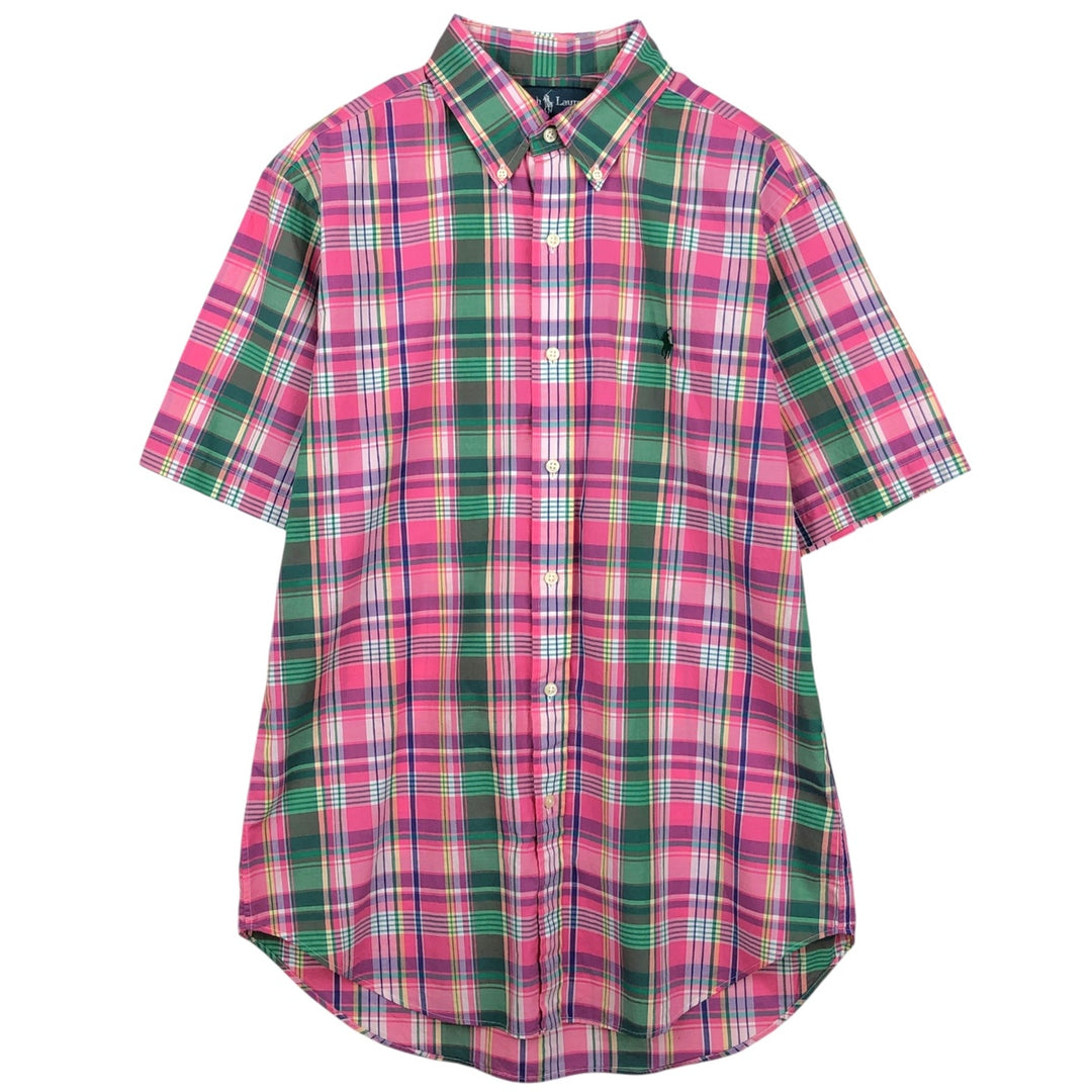 Ralph Lauren CLASSIC FIT Madras Check Short-Sleeve Button-Down Check Shirt (Men's Size M) cotton pink type Vintage Second Hand