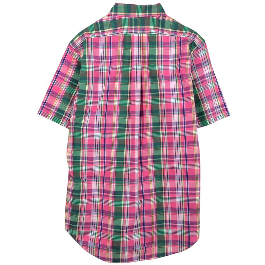 Ralph Lauren CLASSIC FIT Madras Check Short-Sleeve Button-Down Check Shirt (Men's Size M) cotton pink type Vintage Second Hand