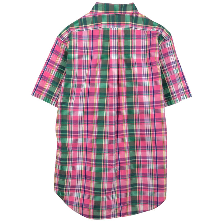 Ralph Lauren CLASSIC FIT Madras Check Short-Sleeve Button-Down Check Shirt (Men's Size M) cotton pink type Vintage Second Hand