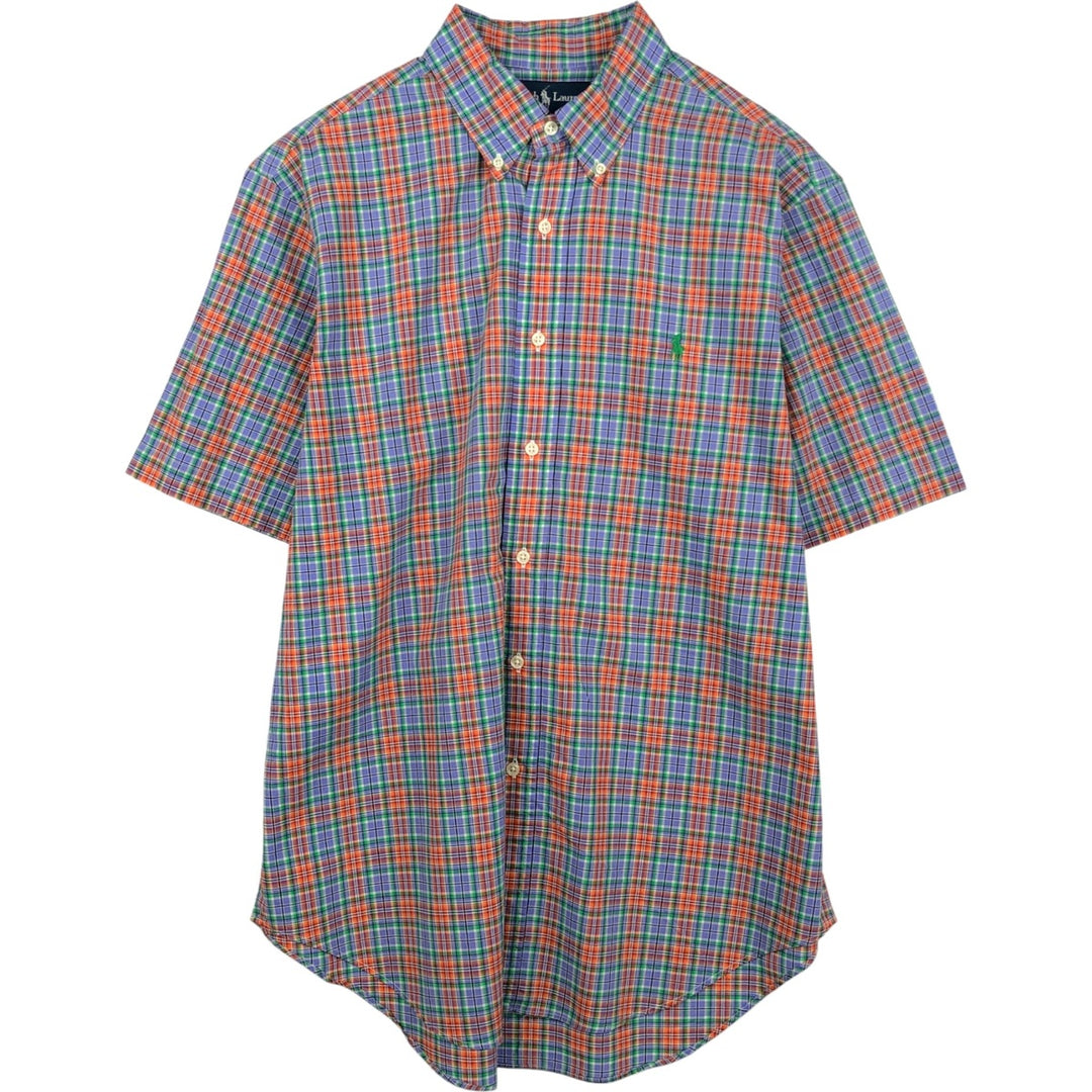Ralph Lauren Classic Fit Short Sleeve Button Down Check Shirt Men's Size L cotton blue type Vintage Second Hand