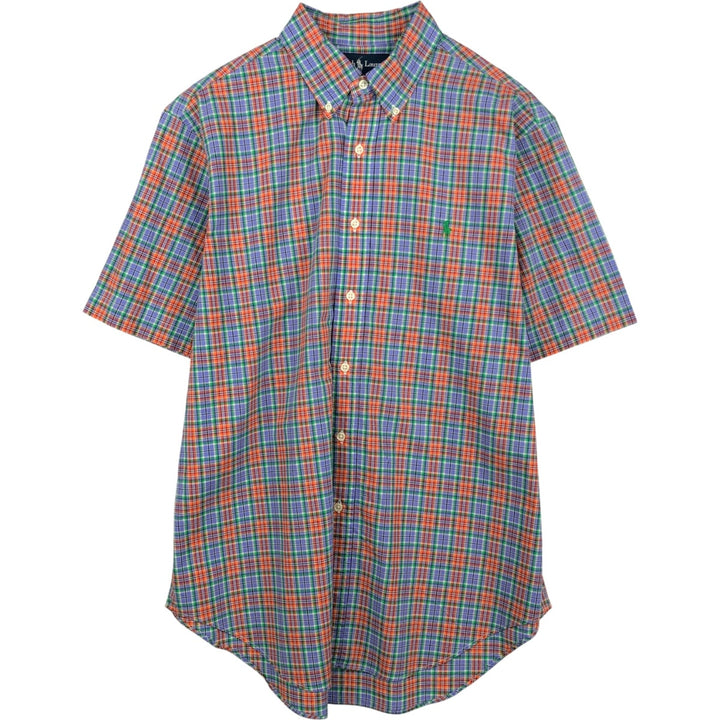 Ralph Lauren Classic Fit Short Sleeve Button Down Check Shirt Men's Size L cotton blue type Vintage Second Hand