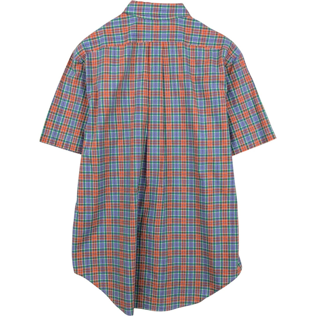 Ralph Lauren Classic Fit Short Sleeve Button Down Check Shirt Men's Size L cotton blue type Vintage Second Hand