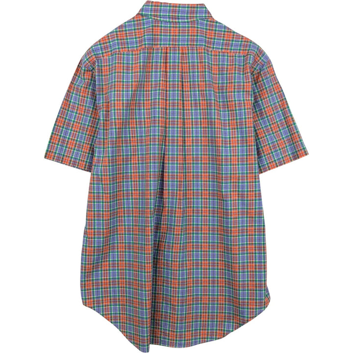 Ralph Lauren Classic Fit Short Sleeve Button Down Check Shirt Men's Size L cotton blue type Vintage Second Hand