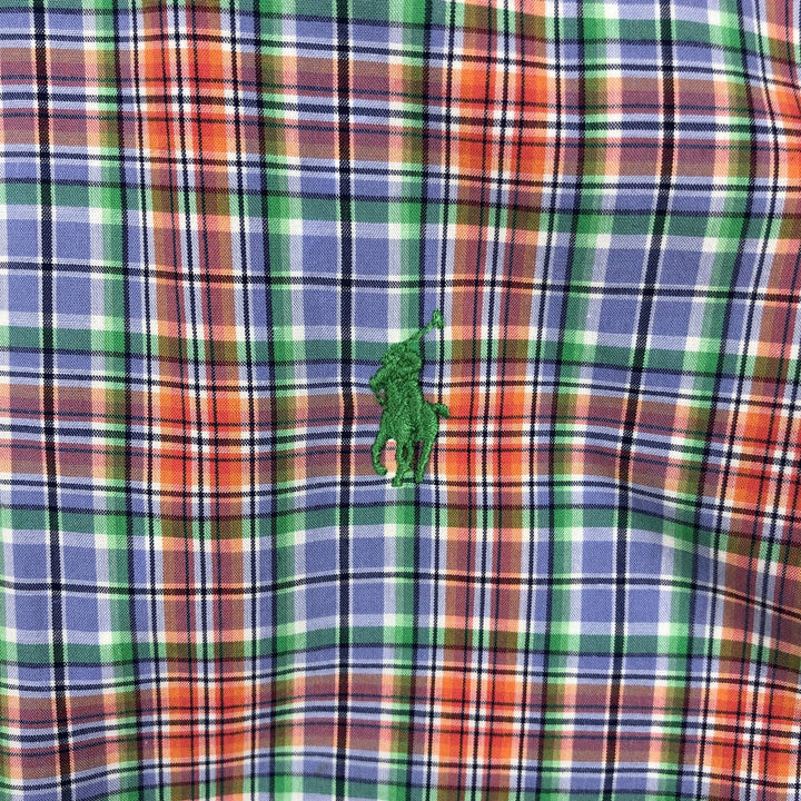 Ralph Lauren Classic Fit Short Sleeve Button Down Check Shirt Men's Size L cotton blue type Vintage Second Hand