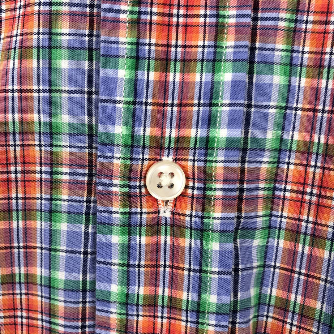 Ralph Lauren Classic Fit Short Sleeve Button Down Check Shirt Men's Size L cotton blue type Vintage Second Hand