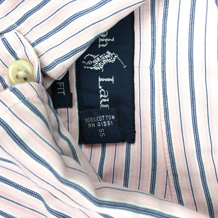Ralph Lauren CLASSIC FIT Multi-Stripe Short-Sleeve Button-Down Striped Shirt, Men's Size L (approx.) cotton pink type Vintage Second Hand