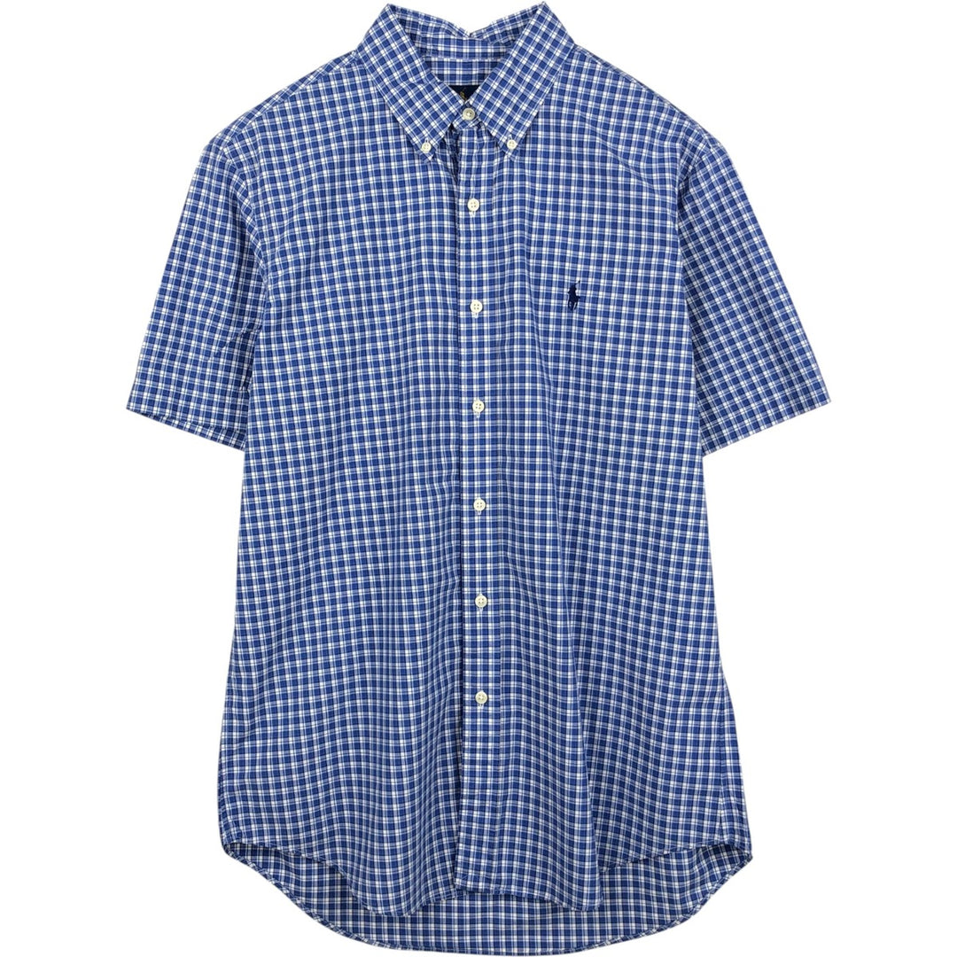 Ralph Lauren short sleeve button down check shirt, men's size M cotton blue type Vintage Second Hand