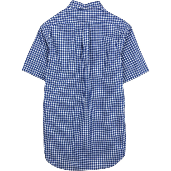 Ralph Lauren short sleeve button down check shirt, men's size M cotton blue type Vintage Second Hand