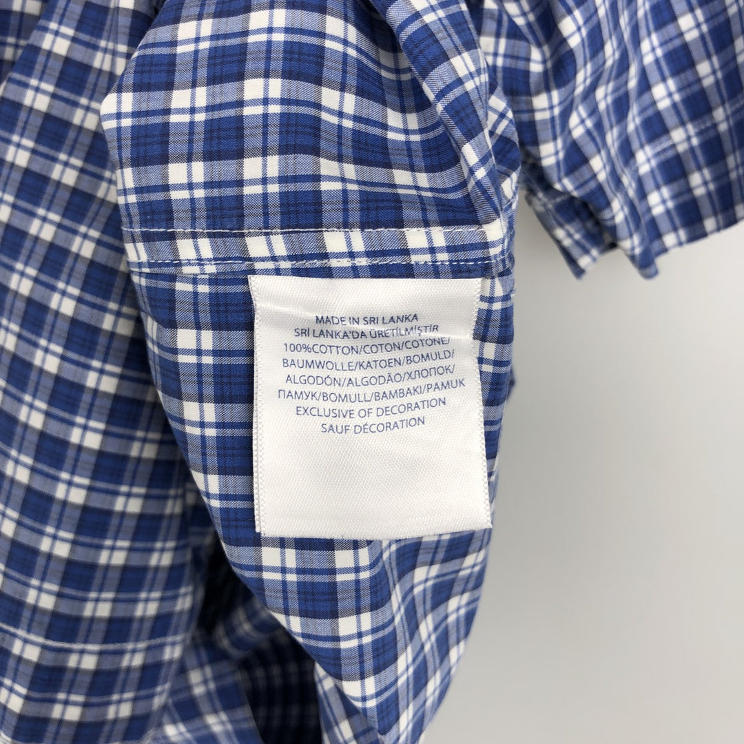 Ralph Lauren short sleeve button down check shirt, men's size M cotton blue type Vintage Second Hand