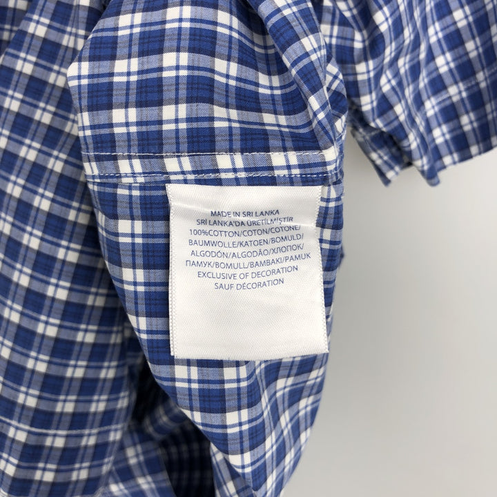 Ralph Lauren short sleeve button down check shirt, men's size M cotton blue type Vintage Second Hand