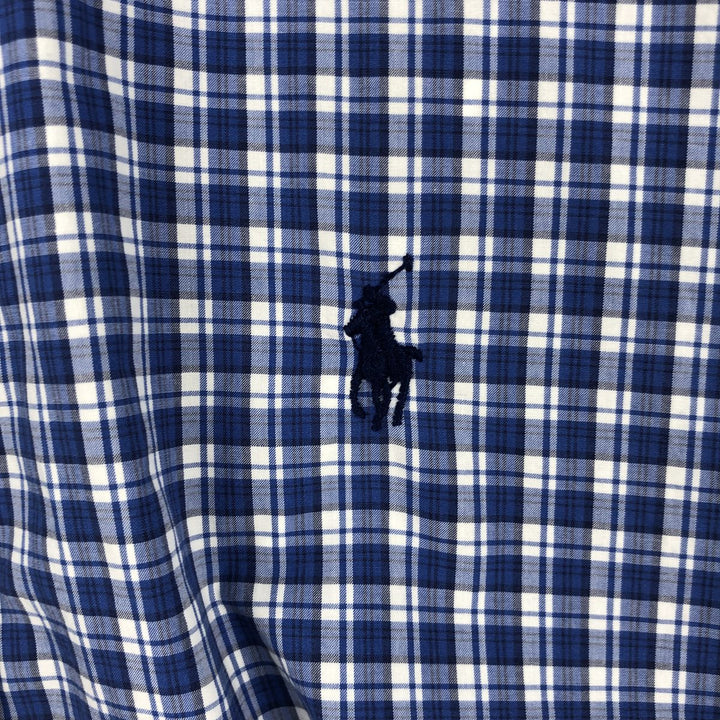 Ralph Lauren short sleeve button down check shirt, men's size M cotton blue type Vintage Second Hand