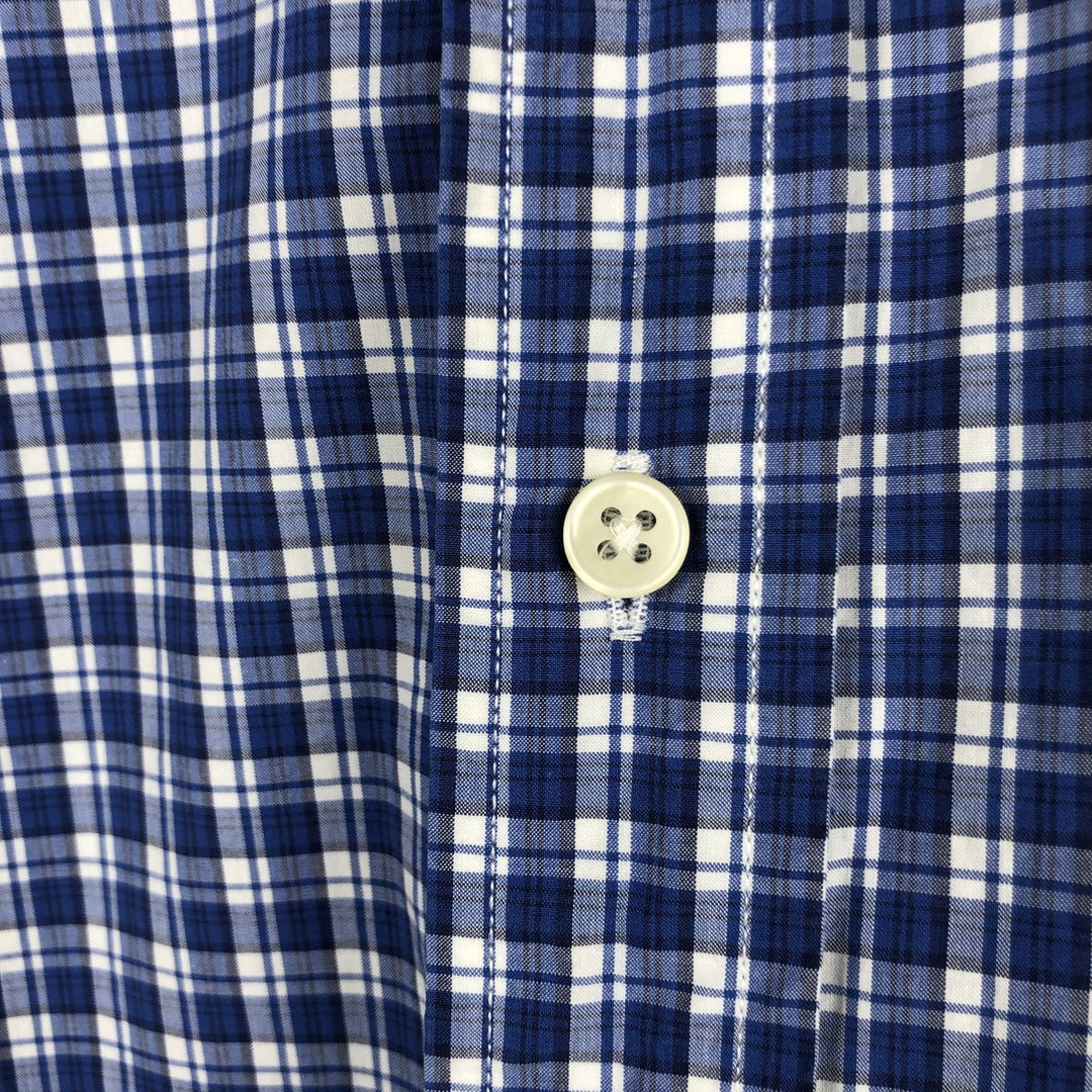 Ralph Lauren short sleeve button down check shirt, men's size M cotton blue type Vintage Second Hand