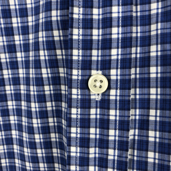 Ralph Lauren short sleeve button down check shirt, men's size M cotton blue type Vintage Second Hand