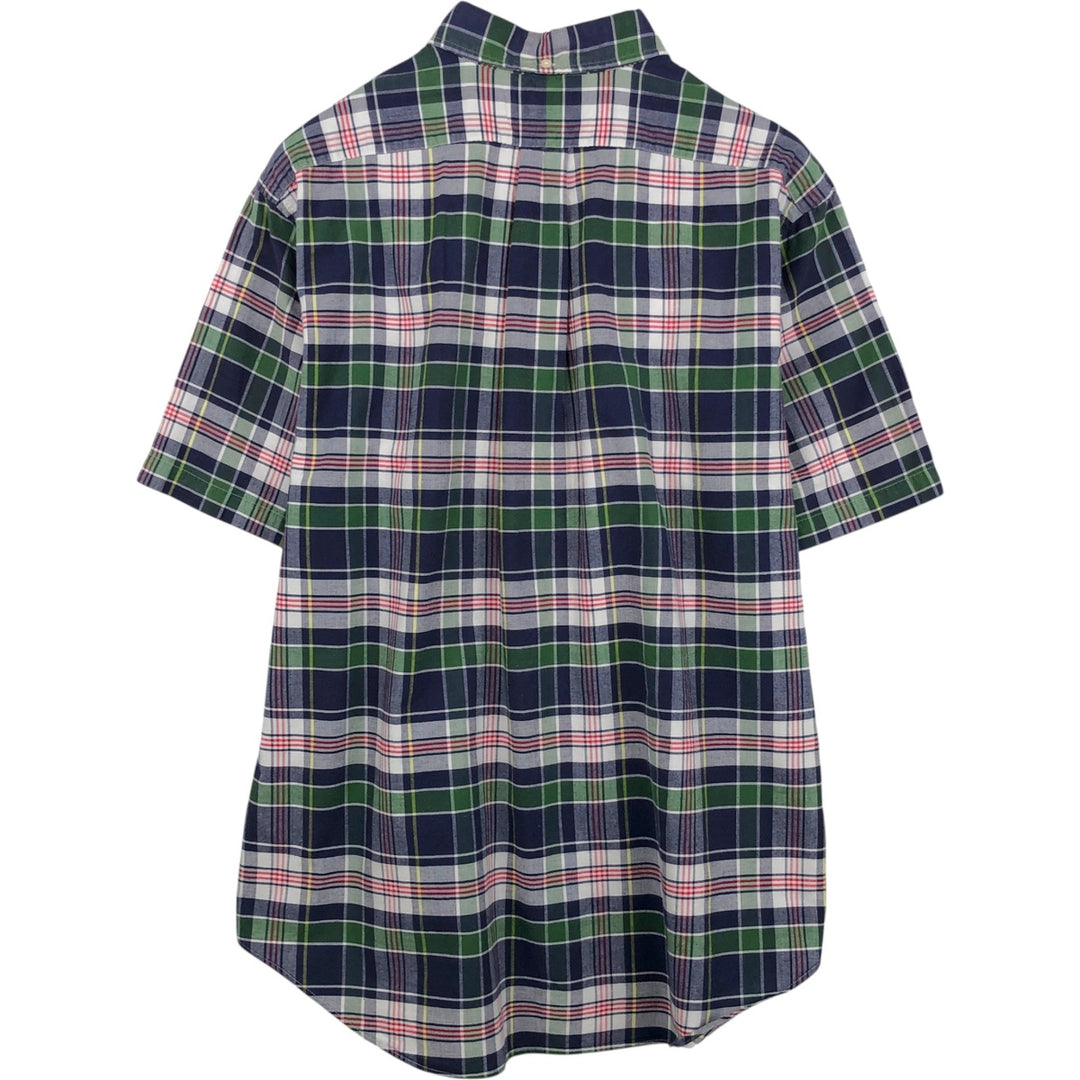 Ralph Lauren Classic Fit Short Sleeve Button Down Check Shirt Men's Size L cotton navy blue type Vintage Second Hand