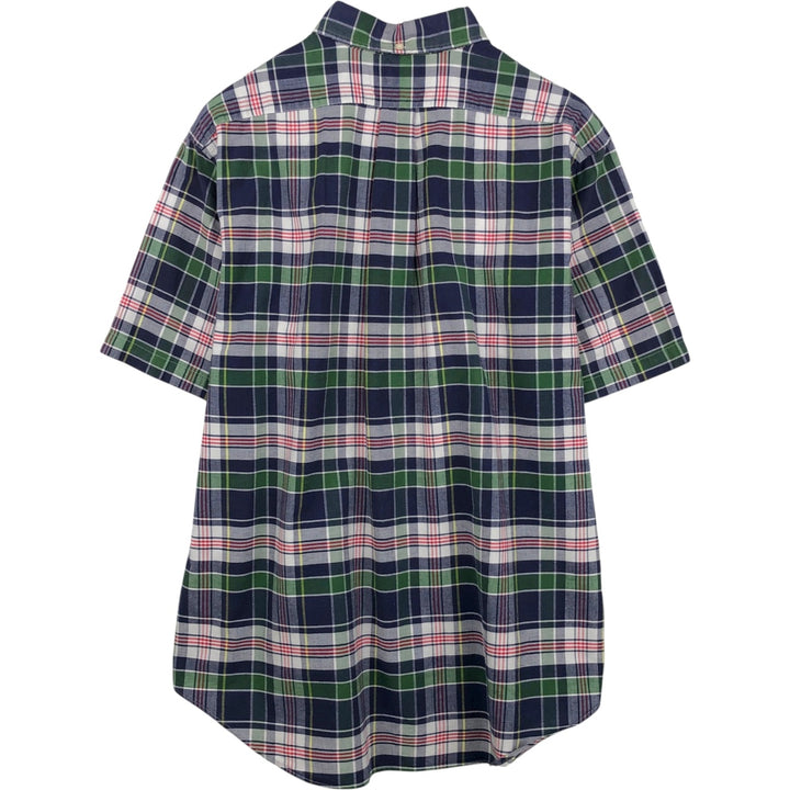 Ralph Lauren Classic Fit Short Sleeve Button Down Check Shirt Men's Size L cotton navy blue type Vintage Second Hand
