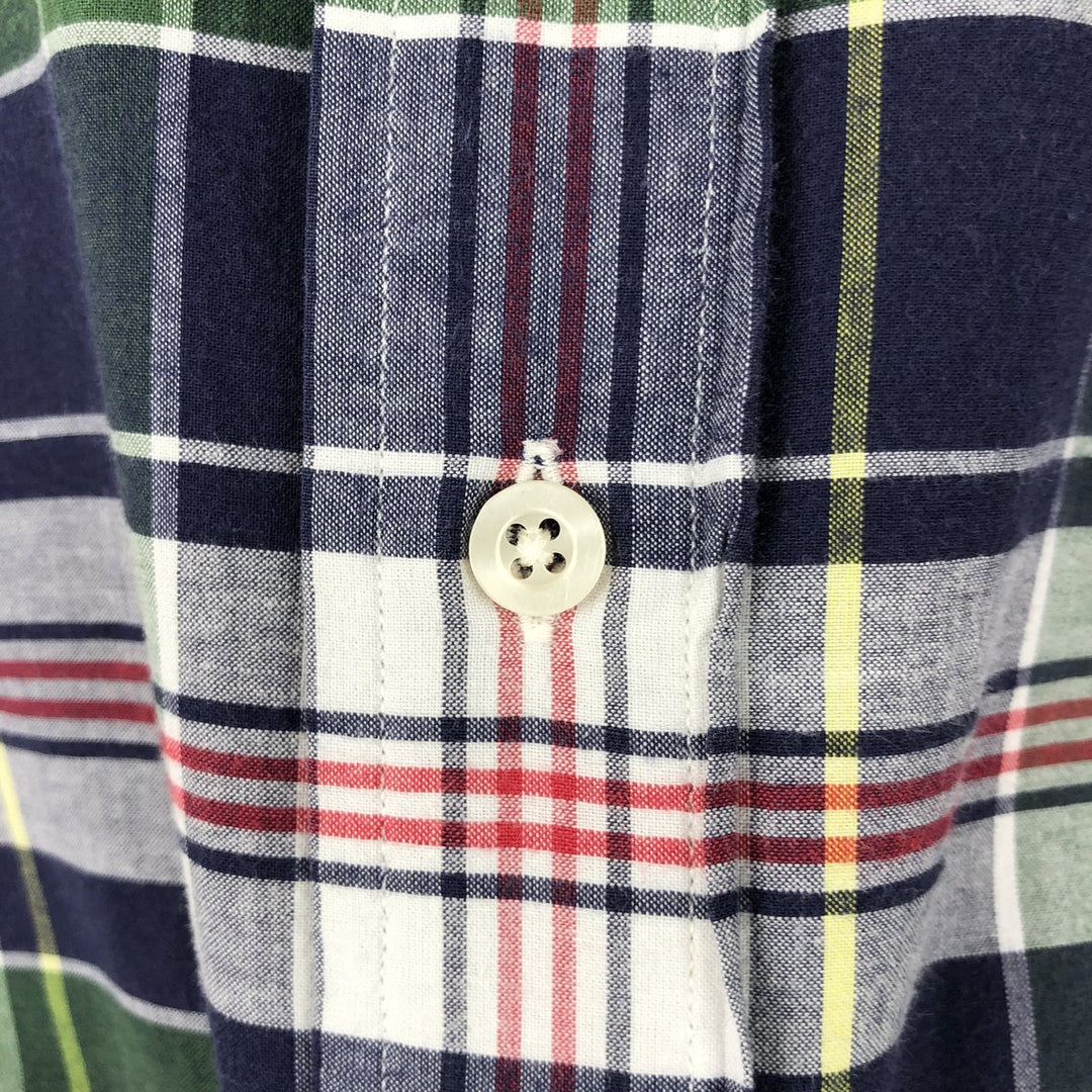 Ralph Lauren Classic Fit Short Sleeve Button Down Check Shirt Men's Size L cotton navy blue type Vintage Second Hand