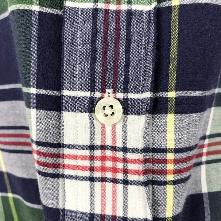Ralph Lauren Classic Fit Short Sleeve Button Down Check Shirt Men's Size L cotton navy blue type Vintage Second Hand