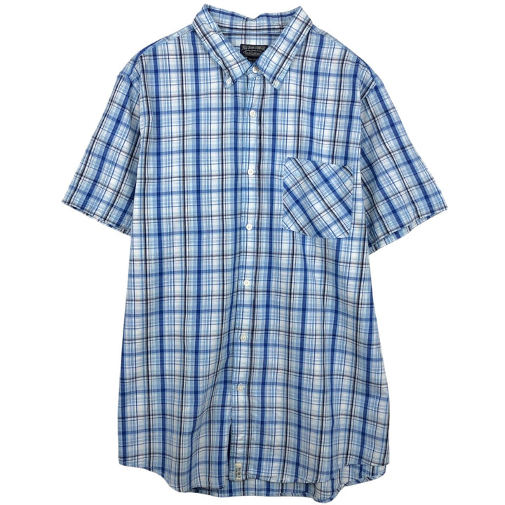 2000'S Ralph Lauren POLO JEANS COMPANY Short-Sleeve Button-Down Check Shirt, Men's Size XXL (approx.) cotton Blue type light blue Vintage Second Hand