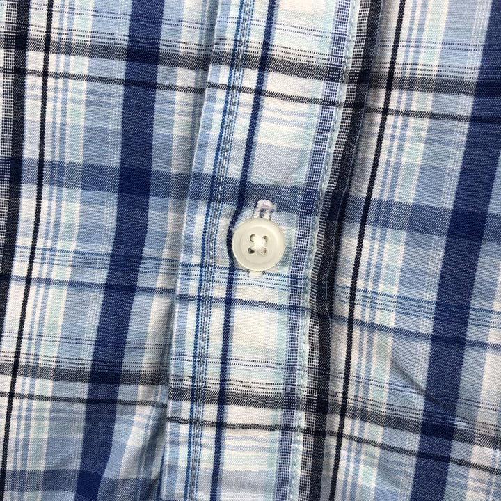 2000'S Ralph Lauren POLO JEANS COMPANY Short-Sleeve Button-Down Check Shirt, Men's Size XXL (approx.) cotton Blue type light blue Vintage Second Hand