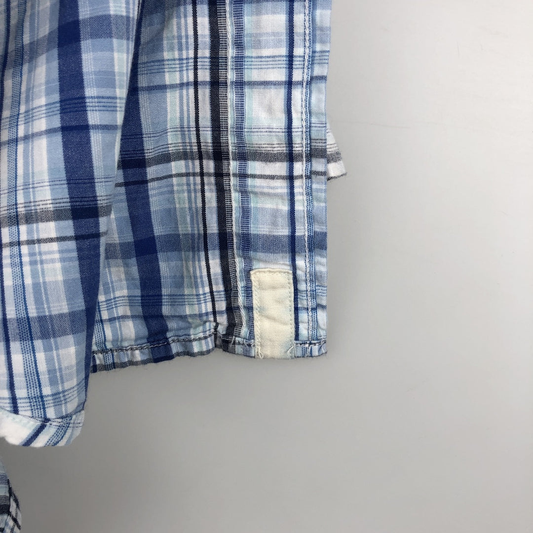2000'S Ralph Lauren POLO JEANS COMPANY Short-Sleeve Button-Down Check Shirt, Men's Size XXL (approx.) cotton Blue type light blue Vintage Second Hand