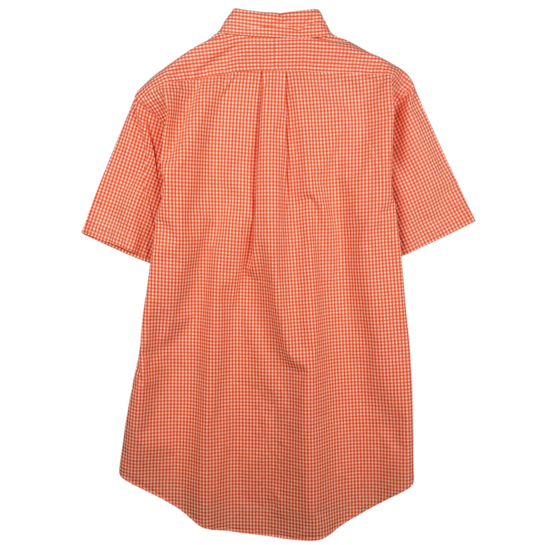 Ralph Lauren CUSTOM FIT Gingham Check Short-Sleeve Button-Down Check Shirt, Men's Size M (approx.) cotton orange type Vintage Second Hand