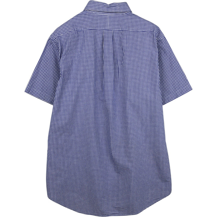 Ralph Lauren Gingham Check Short Sleeve Button Down Check Shirt Men's Size L cotton blue type Vintage Second Hand