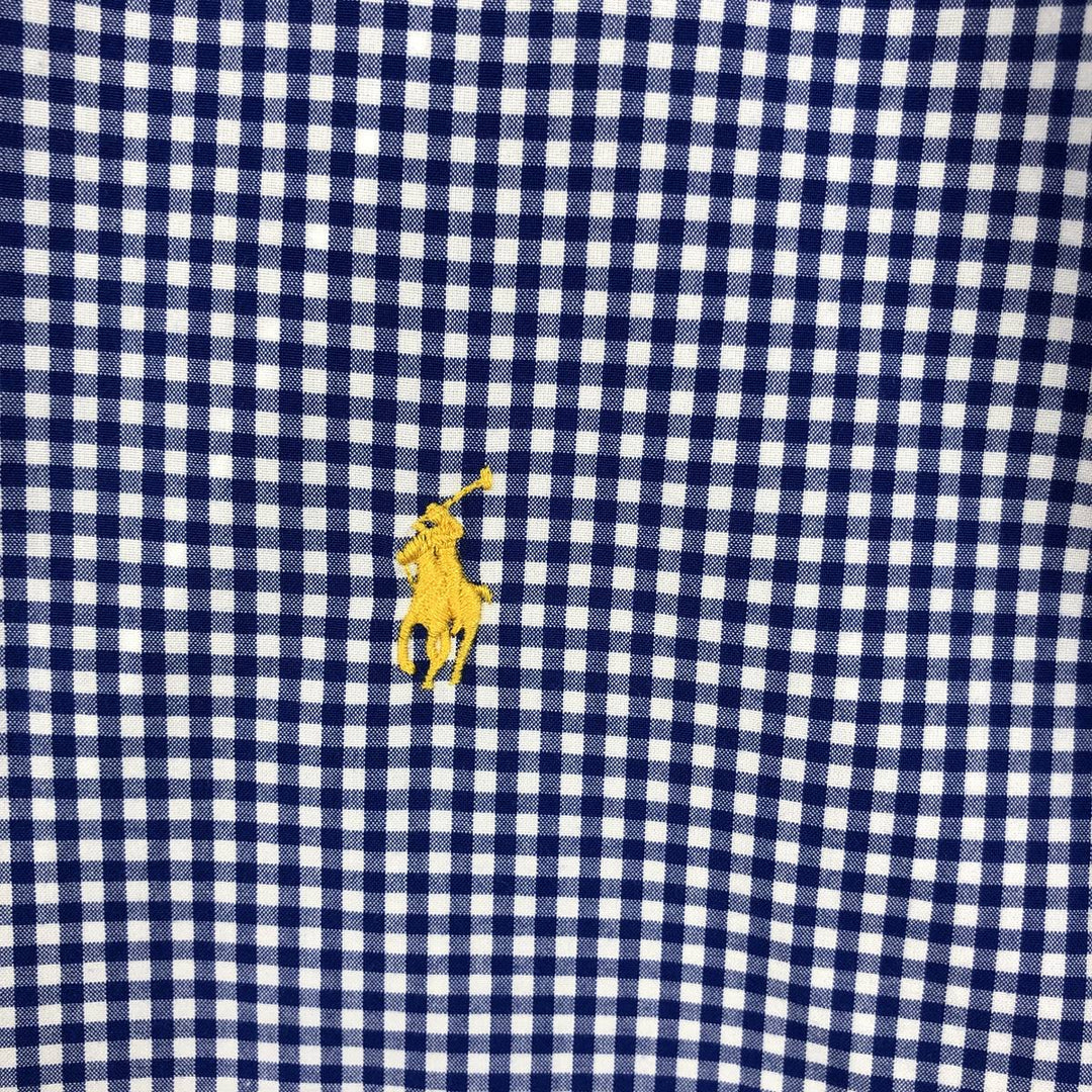 Ralph Lauren Gingham Check Short Sleeve Button Down Check Shirt Men's Size L cotton blue type Vintage Second Hand