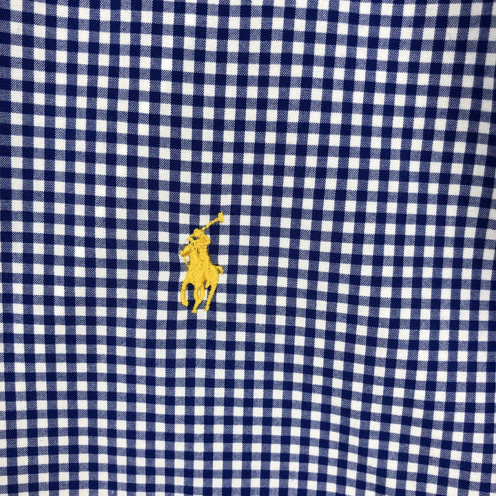 Ralph Lauren Gingham Check Short Sleeve Button Down Check Shirt Men's Size L cotton blue type Vintage Second Hand
