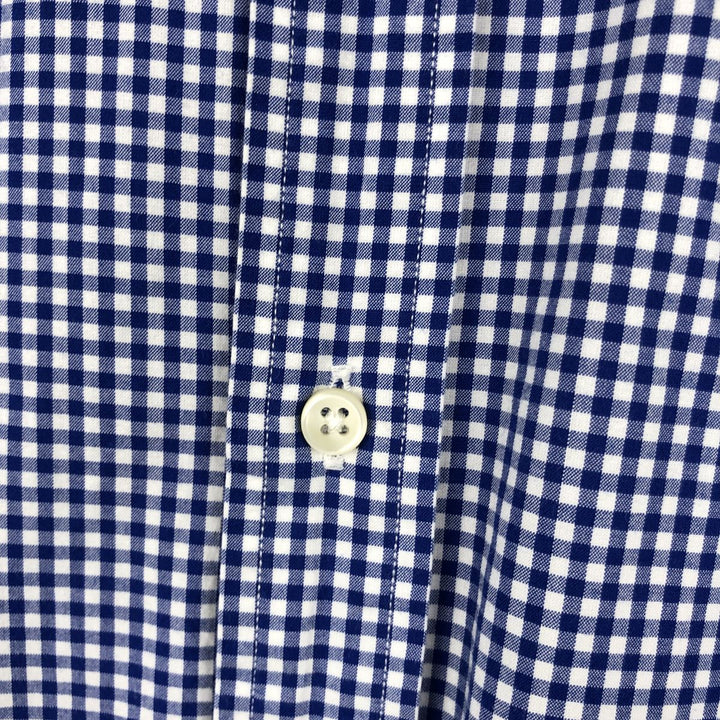 Ralph Lauren Gingham Check Short Sleeve Button Down Check Shirt Men's Size L cotton blue type Vintage Second Hand