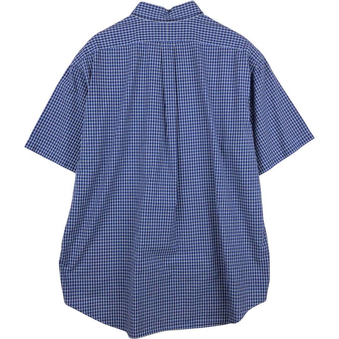 Ralph Lauren BLAKE short sleeve button down check shirt, men's size XXL cotton Navy blue Vintage Second Hand