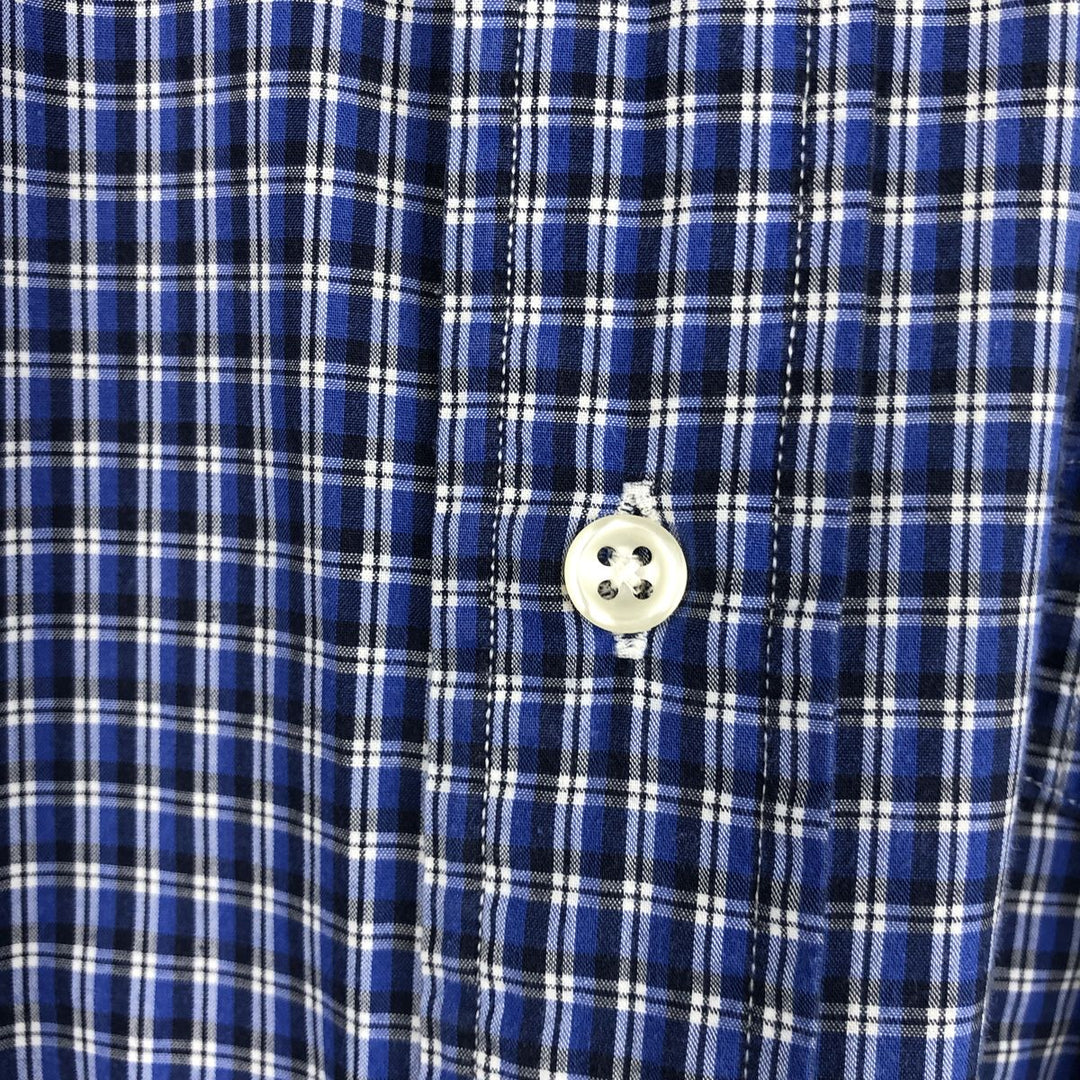 Ralph Lauren BLAKE short sleeve button down check shirt, men's size XXL cotton Navy blue Vintage Second Hand